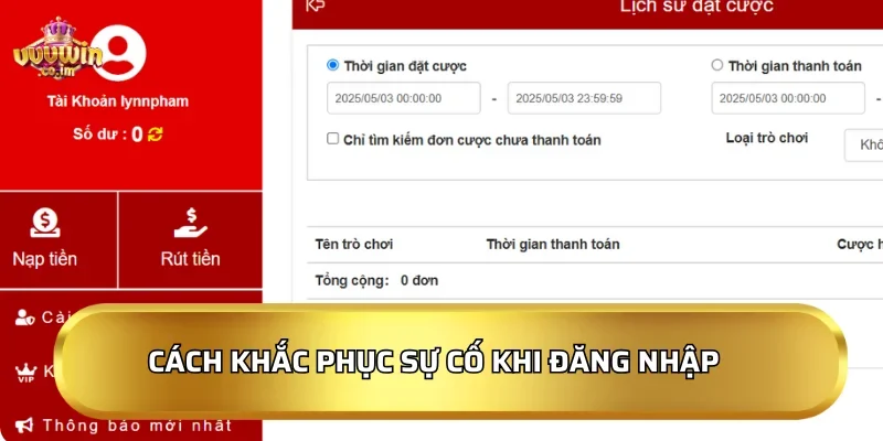 Cách khắc phục sự cố khi đăng nhập VVVWIN
